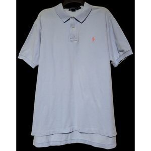 Mens RALPH LAUREN - Size XL - Short Slv Polo Shirt - Light Blue, Pink Pony